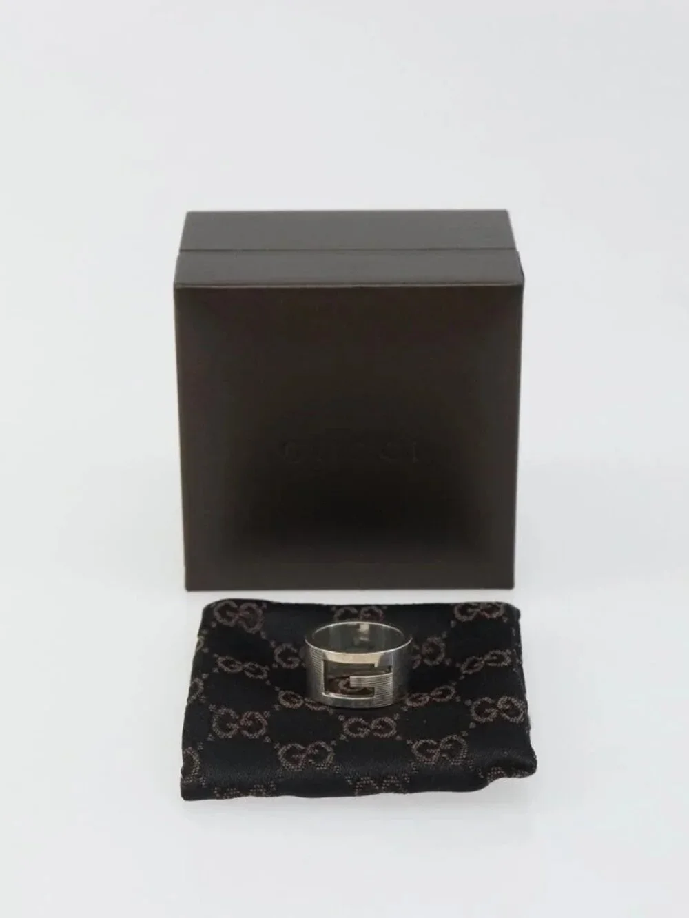 GUCCI Branded G Ring Ag925 Silver Auth SW2379V